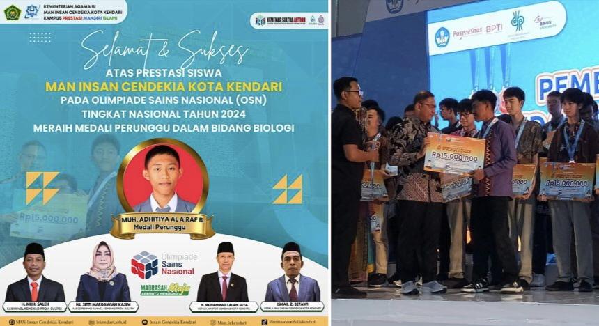 Membanggakan, MAN IC Kota Kendari Raih Medali pada OSN Tingkat Nasional 2024